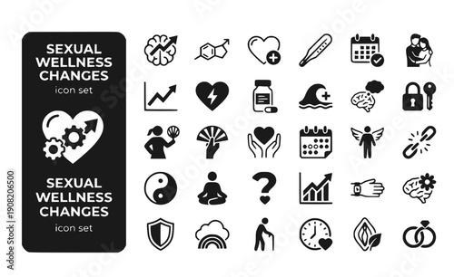 Sexual Wellness Changes Libido-Changes Sexual-Health Intimacy-Tracking Desire-Tracking Menopause-Sexuality Wellness-Changes Vector Icon Set - Sexual Health