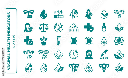 Vaginal Health Indicators Vaginal-Dryness Vaginal-Health Dryness-Indicator Vaginal-Atrophy Menopause-Vaginal Health-Indicator Vector Icon Set - Vaginal Health