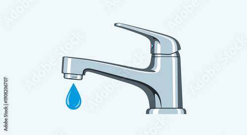 Celebrating World Water Day with a single drop falling from a faucet illustration