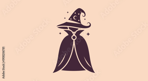 Mystical wizard silhouette icon design