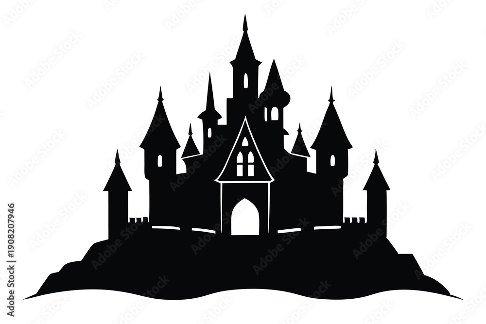 Obraz premium Castle vector silhouette Single collection 