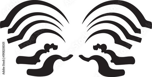 Stylized illustration of eyebrows and eyelashes in black silhouette