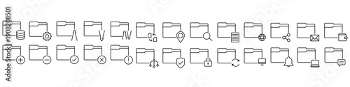 Folder vector icon set. Database Illustration sign collection. File storage symbol. jacket logo. Design for web and app.