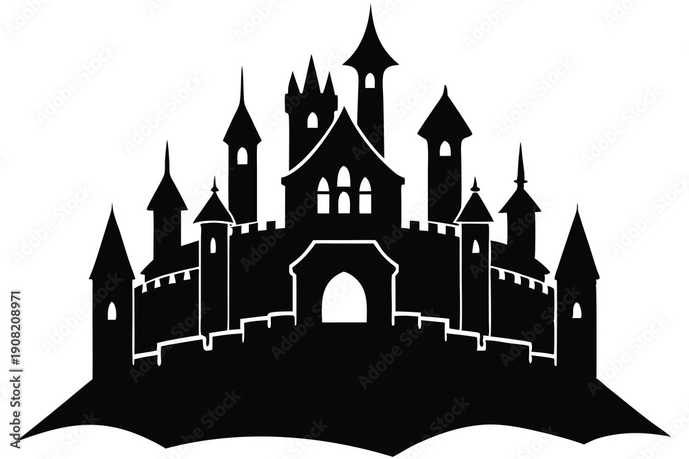 Obraz premium Castle vector silhouette Single collection 