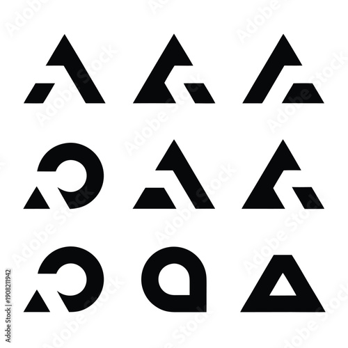 Free Download Black and white geometric letter A variations in abstract style - GFXLoad