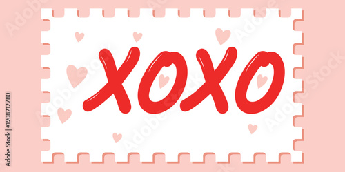 Love's Embrace: a delightful greeting featuring XOXO embraced by hearts. This image is perfect for sharing affection