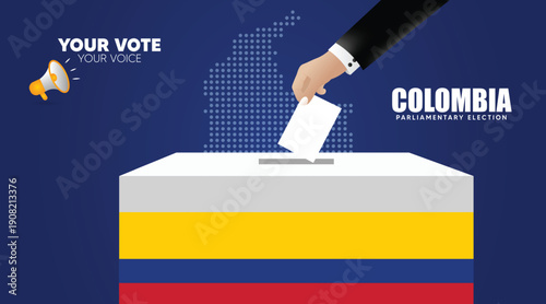 Colombia Parliamentary Election Illustrating Voting Process Democratic Participation And Civic Responsibility vector Poster