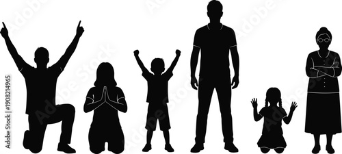 Silhouettes of diverse people in various poses against a white background 1