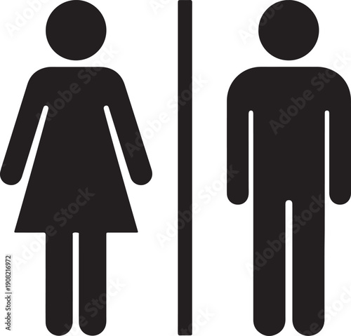Black and white icons for male and female restrooms