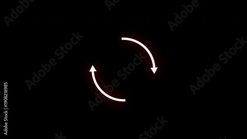 Circle arrow refresh and reload icon animation 4k alpha channel