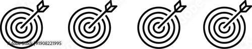 target and arrow icon set for business goals and strategic marketing