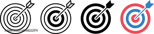 target and arrow icon set for business goals and achievement