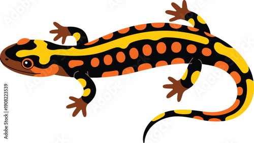 Cute Salamander Character Icon Set  Orange & Yellow Cartoon