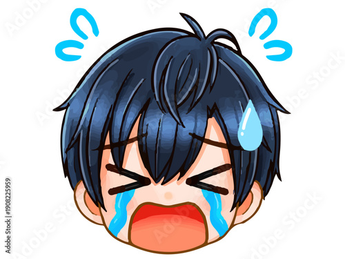 かわいいちびキャラ男子の顔アイコンイラスト素材3