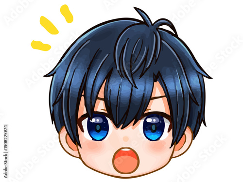 かわいいちびキャラ男子の顔アイコンイラスト素材4