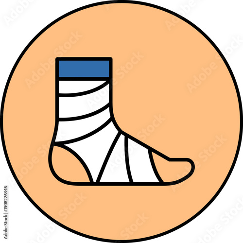 ankle sock with blue top in orange circle