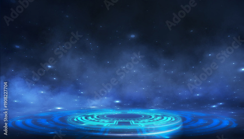 Abstract dark space, blue n...