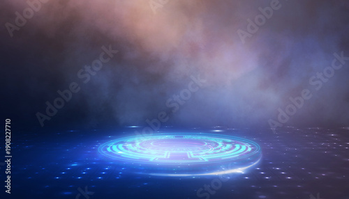 Abstract dark space, blue n...