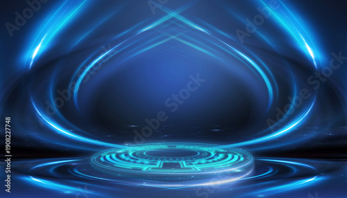 Abstract dark space, blue n...
