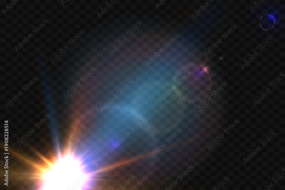 Obraz premium Colorful Lens Flare Light Effect on Dark Background