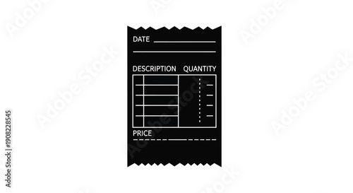 A black and white illustration of a blank receipt or ticket stub