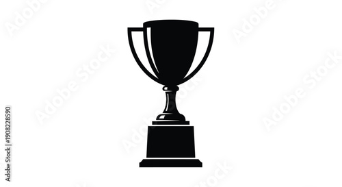 A sleek black silhouette of a classic trophy on a white background