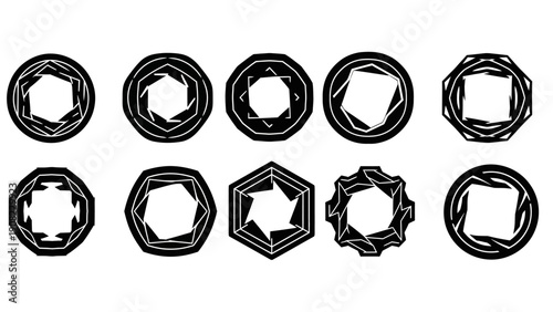 Abstract Aperture Blades Collection: Camera Lens Diaphragm Shapes and Geometric Patterns