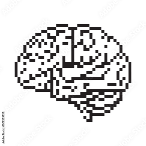 Pixelated brain illustration a digital representation of the human mind