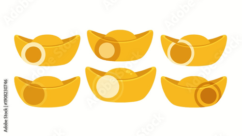 Chinese Gold Ingots Yuanbao Symbol of Wealth and Prosperity