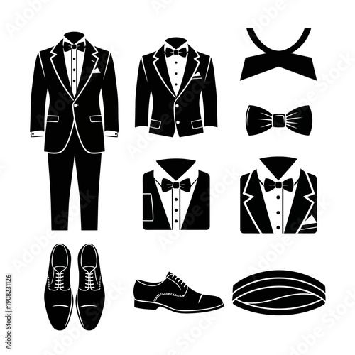 Classic Black Tuxedo Suit Icons: Formal Menswear Collection for Elegant Occasions