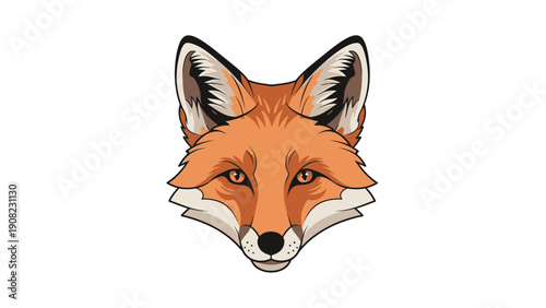 Close-up Portrait of a Red Fox Head with Alert Eyes and Pointed Ears