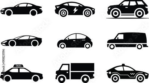 Collection of various car silhouettes