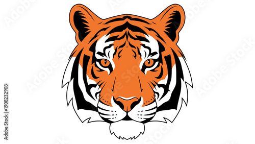 Fierce Tiger Head Emblem - Majestic Big Cat Face, Wild Animal Icon