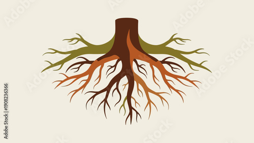 Tree Roots System Illustration - Growth, Nature, and Connection Concept