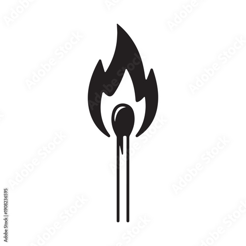 Burning matchstick icon symbol igniting flame fire danger hazard caution ignition lighting start danger