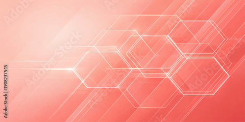 abstract red background with hexagons pattern and light lines texture for a seamless vector illustration wallpaper design