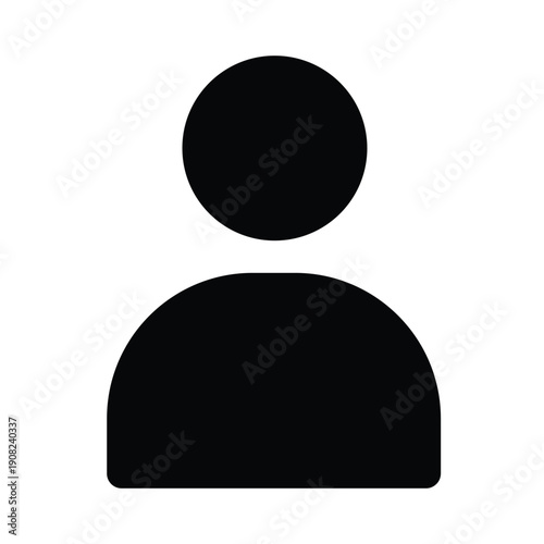 User icon vector, person symbol, account sign, profile pictogram, black avatar button for website and app, flat style contact us illustration isolated on white background