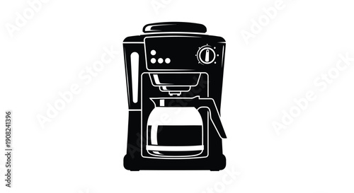 Black and white illustration of a standard drip coffee maker appliance
