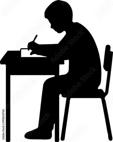silhouette of a man sitting on a chair and writing 