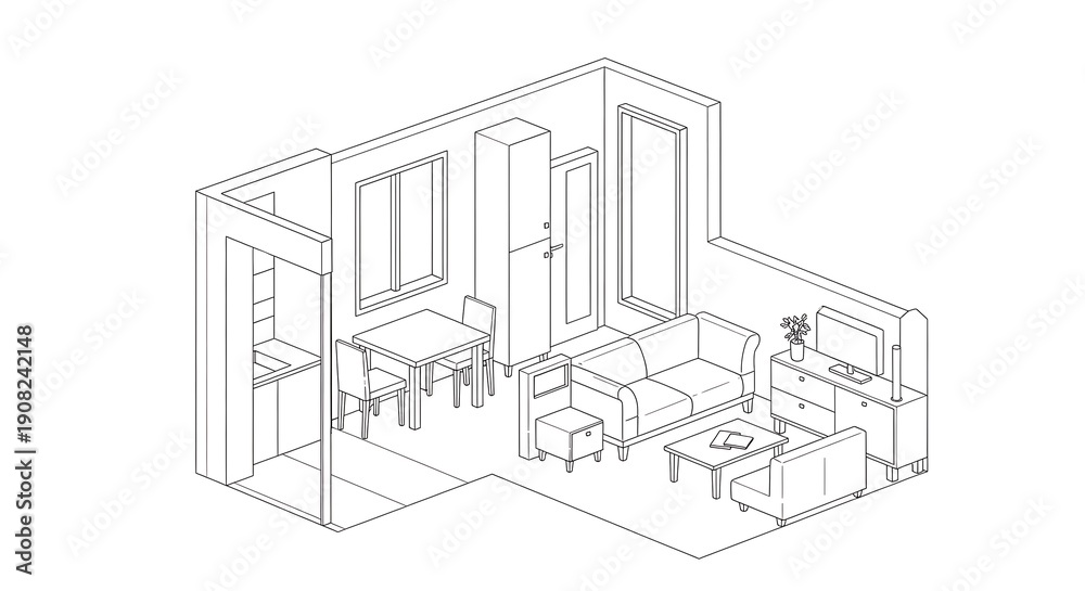 Fototapeta premium A blurry black and white architectural drawing of a building's interior