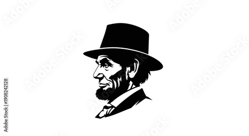 Profile illustration of an iconic historical American leader wearing a traditional top hat
