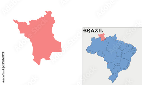 Map of Roraima Brazil Showing State Boundaries and Location.Roraima Brazil Administrative Map Isolated on White Background. Suitable for education, infographic, atlas, and presentation use.