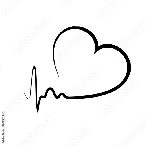 Simple and elegant graphic representation of a heart connected to a pulse waveform, embodying health, passion, and the essence of life in a minimalist design