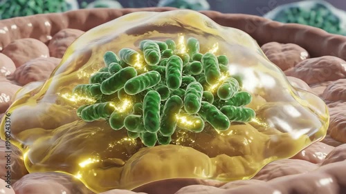 Bacterial biofilm formation. Instead of floating freely, bacteria produce a thin protective slime-like layer that coats the bladder surface