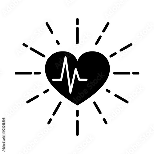 A powerful conceptual illustration of a beating heart, showcasing an electrocardiogram waveform surrounded by radiating energy, symbolizing vibrant health, life, and emotional well-being
