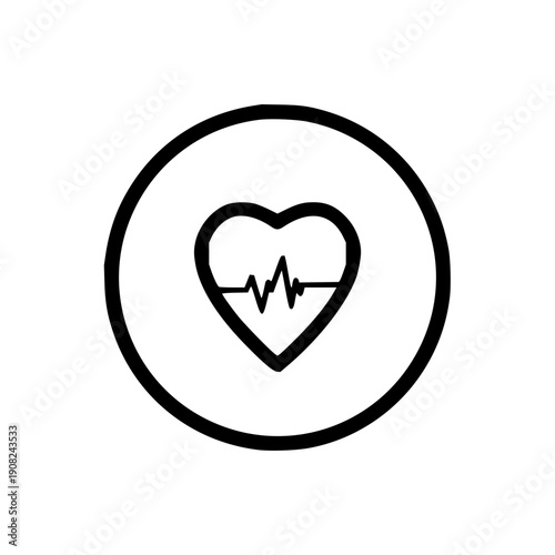 Minimalist heart icon with an electrocardiogram line, symbolizing health, vital signs, and medical monitoring. This clean vector graphic is perfect for wellness applications and fitness trackers