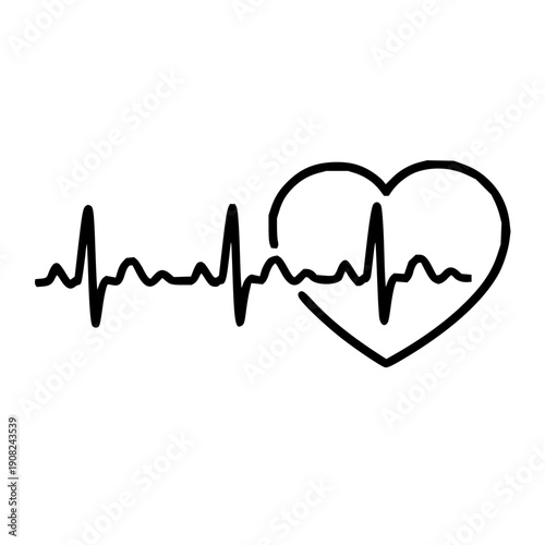 A heartbeat line graphic with a heart shape symbolizing life, health, and medical awareness