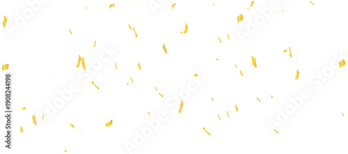 scattered array of golden confetti pieces falling against a stark white background and celebratory atmosphere. Perfect for adding a touch of sparkle and joy.	