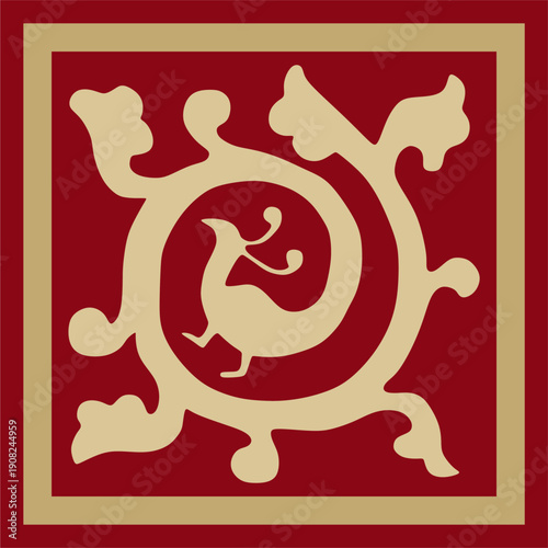 Vector gold and red ancient Roman ornament elements. Classic European parts of patterns. Lili and Krovns
