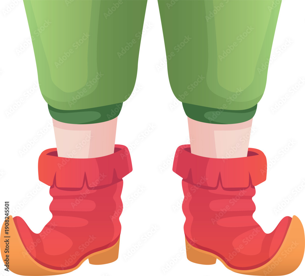 Naklejka premium Fairytale crooked boots on elf legs. Fantasy character feet